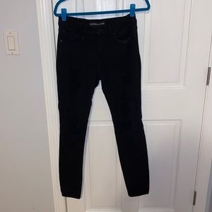 High rise black ripped jean legging